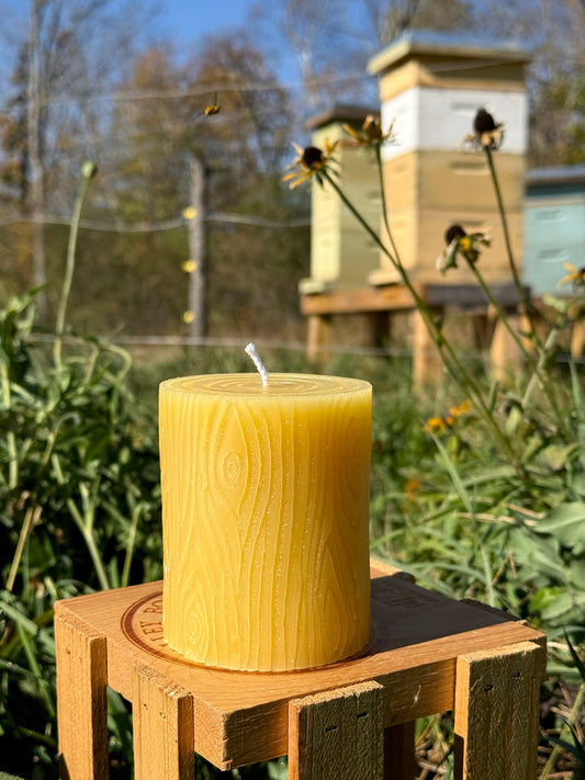 Pure Beeswax Candle - Wood Grain