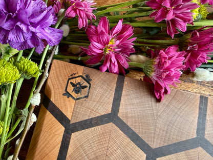 Deluxe Honeycomb Inlay Cutting Board - Maple and Walnut