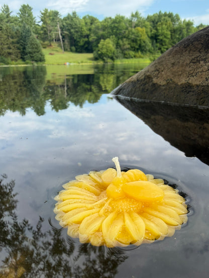 Pure Beeswax Candle - Floating Sunflower